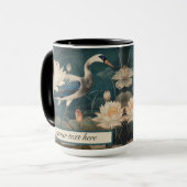  botanische blauwe kraan aanpasbaar mok (Voorkant links)