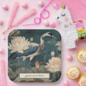  botanische blauwe kraan aanpasbaar papieren bordje (Feest)