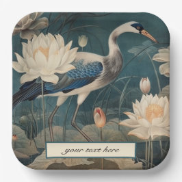  botanische blauwe kraan aanpasbaar papieren bordje