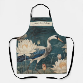  botanische blauwe kraan aanpasbaar schort