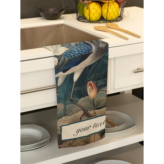  Botanische blauwe kraan aanpasbaar Theedoek