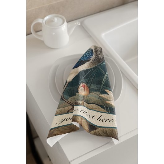  Botanische blauwe kraan aanpasbaar Theedoek