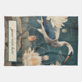  Botanische blauwe kraan aanpasbaar Theedoek (Horizontaal)