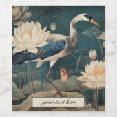  botanische blauwe kraan aanpasbaar wijn etiket (Enkel label)