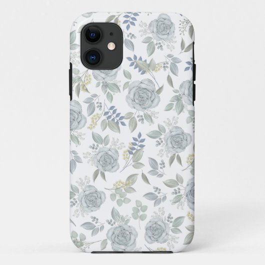 Botanische blauwe Rozen Waterverf Floral Patroon Case-Mate iPhone Case (Achterkant)