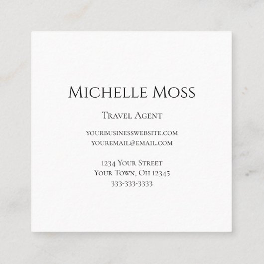 Botanische blauwe tropische gebladerte palmbomen vierkante visitekaartje (Achterkant)