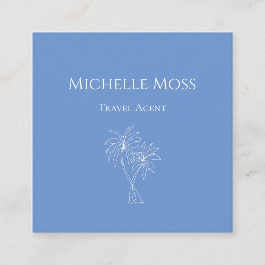 Botanische blauwe tropische gebladerte palmbomen vierkante visitekaartje (Voorkant)