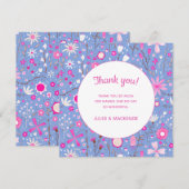 Botanische blauwe wilde bloemen bruiloft bedankt (Voorkant / Achterkant)