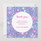 Botanische blauwe wilde bloemen bruiloft bedankt (Voorkant)