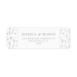 Botanische blauwe wilde bloemen retour adreslabel etiket