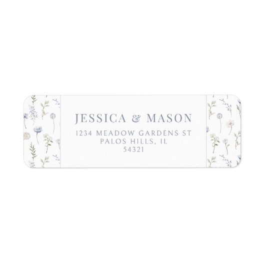 Botanische blauwe wilde bloemen retour adreslabel etiket (Voorkant)