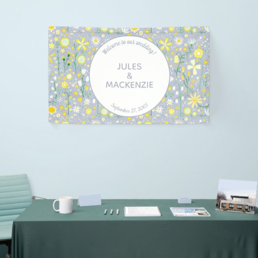 Botanische blauwe wilde bloemen spandoek (Beurs)