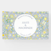 Botanische blauwe wilde bloemen spandoek (Horizontaal)