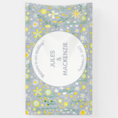 Botanische blauwe wilde bloemen spandoek (Verticaal)