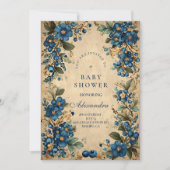 Botanische Blauwebes Florale Baby Shower Kaart (Voorkant)