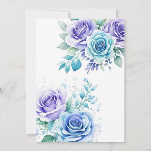 Botanische Blauwgroen Bloemen Verrassing 40e Verja Kaart (Achterkant)