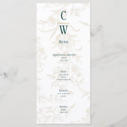  BOTANISCHE BLAUWGROEN GOLD Weddenschap Menu (Voorkant)