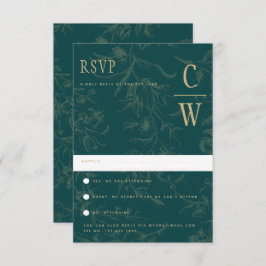  BOTANISCHE BLAUWGROEN GOLD Weddenschap RSVP Kaartje