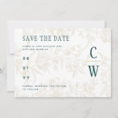 BOTANISCHE BLAUWGROEN GOLD Weddenschap Save The Date (Voorkant)
