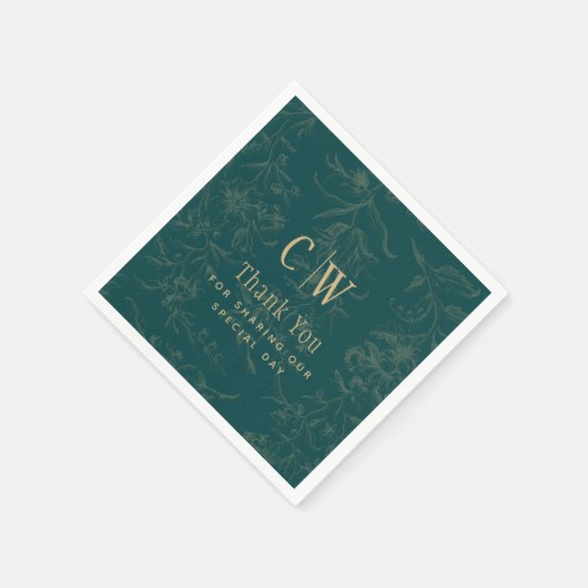  BOTANISCHE BLAUWGROEN GOLD Weddenschap Servet (Hoek)