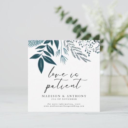 Botanische Blauwgroen kalligrafie-weddenschap uits Kaart (Staand voorkant)