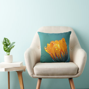 Botanische Blauwgroen marigolfbloem Kussen