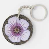 Botanische Bleke Blauwe Geraniumventilator Sleutelhanger (Achterkant)