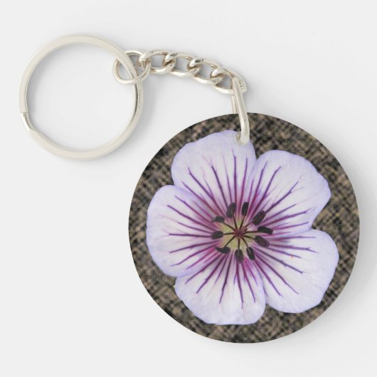 Botanische Bleke Blauwe Geraniumventilator Sleutelhanger (Voorkant)