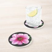 Botanische Bleke roze Dahlia-ventilator op elke kl Zandsteen Onderzetter (Zijkant)