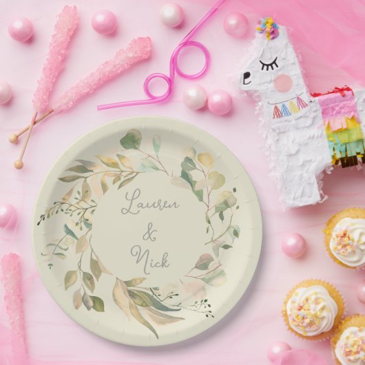 Botanische blik! Aangepaste borden voor bruiloft Papieren Bordje (Feest)