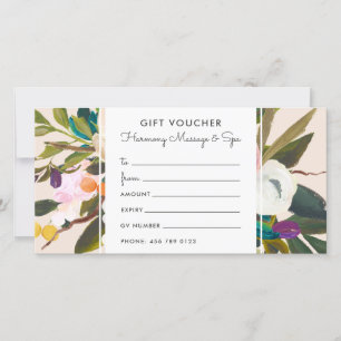 Botanische Bliss Floral Gift Voucher Kaart Cream