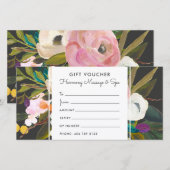 Botanische Bliss Floral Gift Voucher Kaart | Zwart (Voorkant / Achterkant)