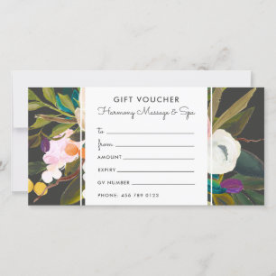 Botanische Bliss Floral Gift Voucher Kaart   Zwart