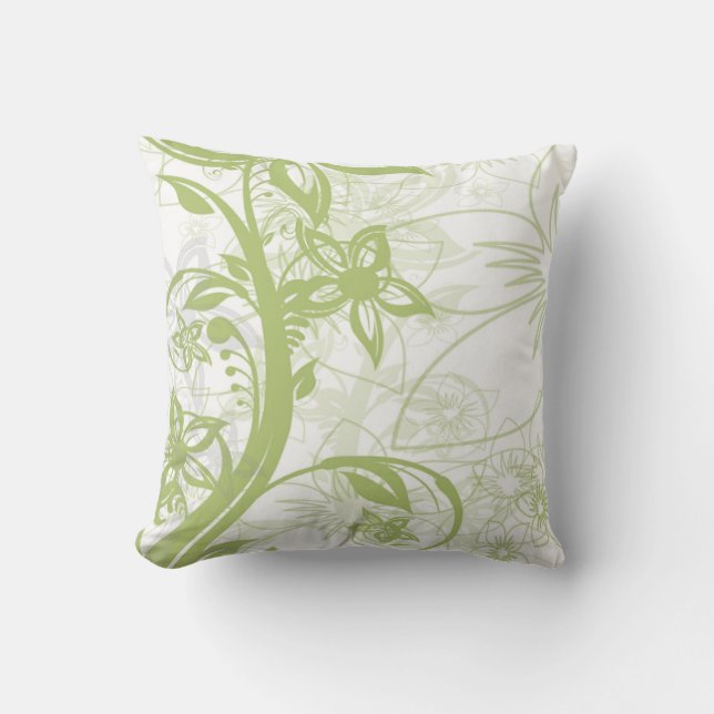 Botanische Bliss Groene Flora Decoratief Katoen Kussen (Voorkant)