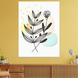 Botanische Bliss – Minimalistische Bloemkunst Canvas Afdruk
