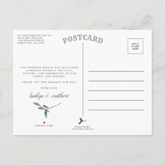 Botanische Bliss Weddenschap Foto bedankt Aankondigingskaart (Achterkant)