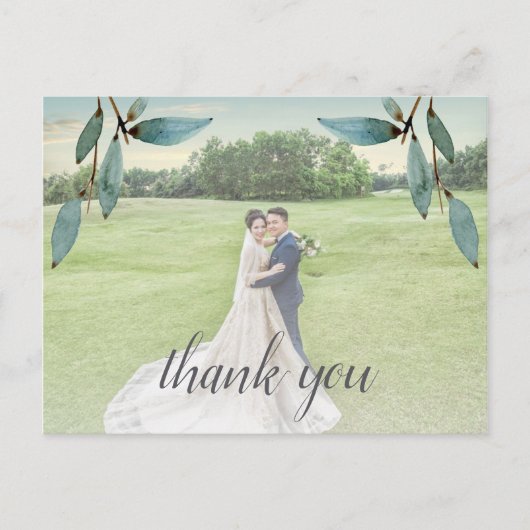 Botanische Bliss Weddenschap Foto bedankt Aankondigingskaart (Voorkant)