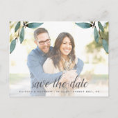 Botanische Bliss Wedding Photo Save the Date Aankondigingskaart (Voorkant)