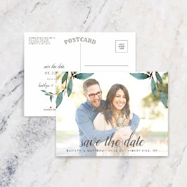 Botanische Bliss Wedding Photo Save the Date Aankondigingskaart