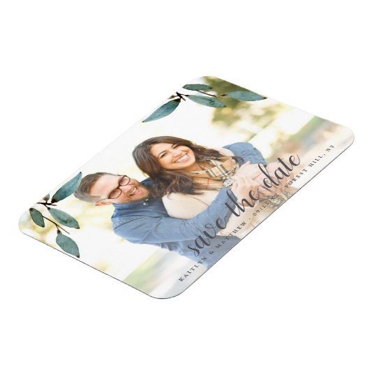 Botanische Bliss Wedding Photo Save the Date Magneet (Linkerzijde)