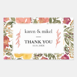 Botanische bloei-bruiloft rechthoekige sticker