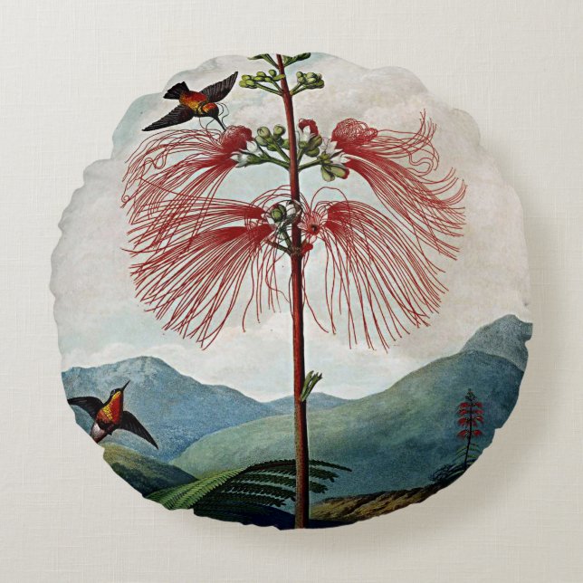 Botanische bloei Kunstvorm Cushions Rond Kussen (Voorkant)