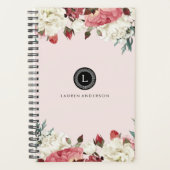 Botanische bloei  monogram Roos Planner (Voorkant)