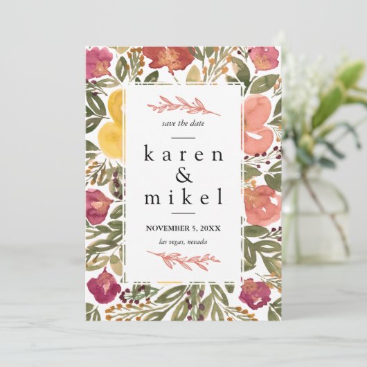 Botanische Bloei Schilderen Save the Date Uitnodig Kaart (Staand voorkant)