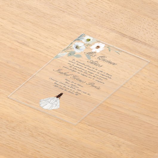 Botanische bloem acryl Quinceanera uitnodiging (Laagn)