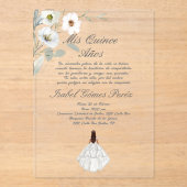 Botanische bloem acryl Quinceanera uitnodiging (Voorkant)