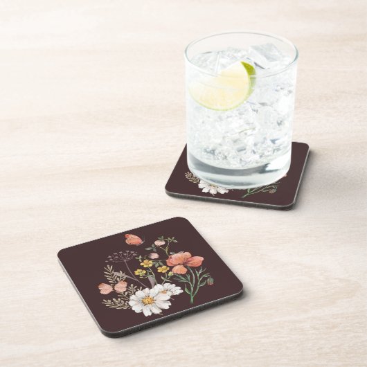 Botanische bloem Boho Bier Onderzetter (Rechterzijde)