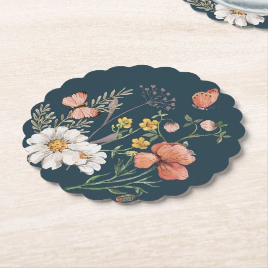 Botanische bloem Boho Kartonnen Onderzetters (Gekanteld)