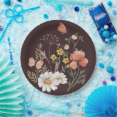 Botanische bloem Boho Papieren Bordje (Feest)