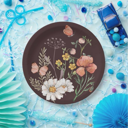 Botanische bloem Boho Papieren Bordje (Feest)